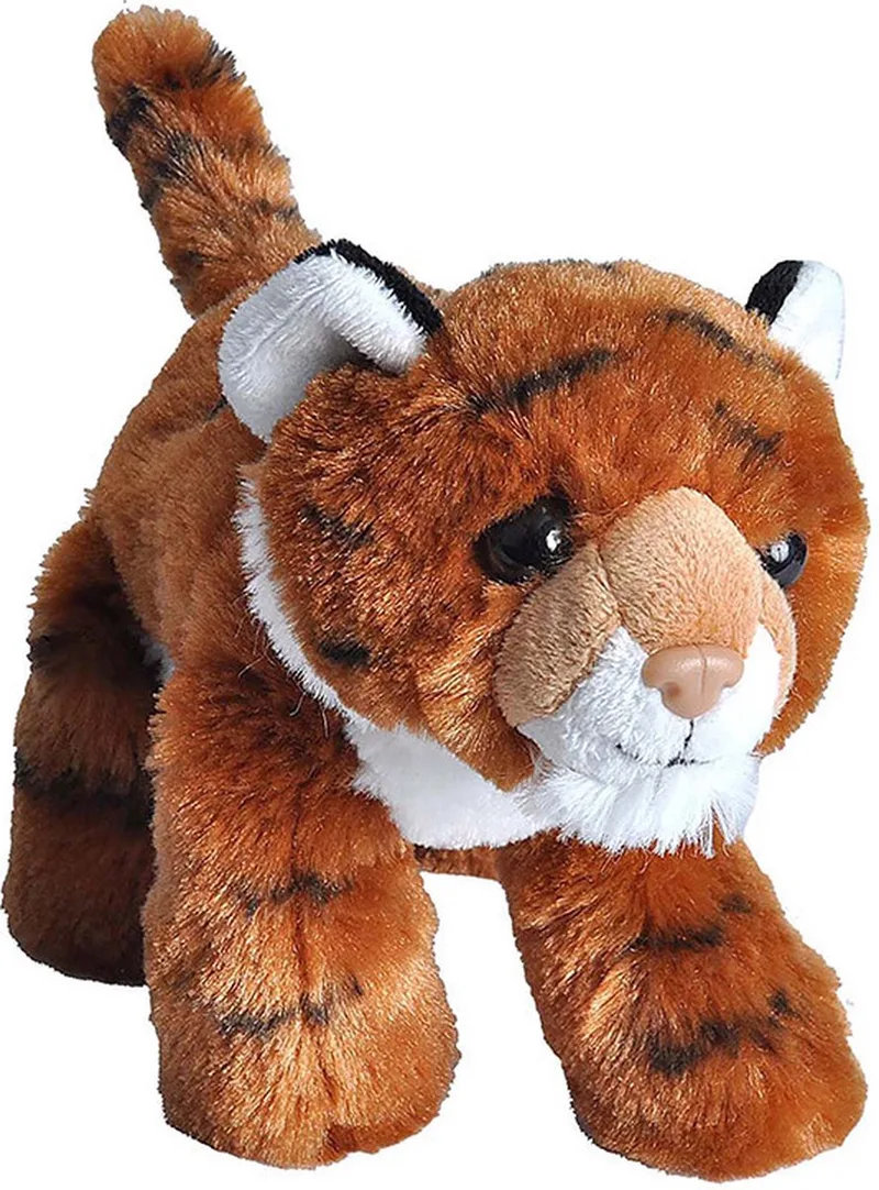 pluche dieren knuffel Tijger - 18 cm - Knuffeldieren tijgers - speelgoed by Wild Republic in Black, Orange, White – product photo