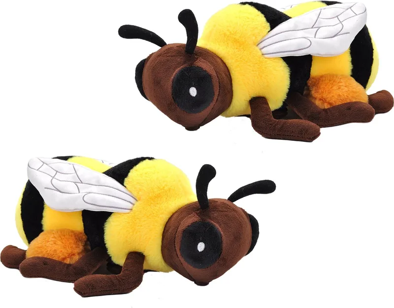 Pluche knuffel dieren Ecokins honingbij - 2x - zwart/geel - 30 cm - Insecten de Wild Republic en Multicolore – photo du produit