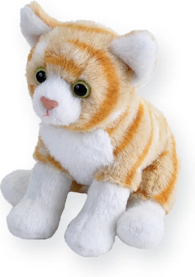 Pluche knuffel - kat/poes - oranje/wit - 13 cm - Knuffelbeesten - Katten/poezen van Wild Republic in Meerkleurig – productfoto