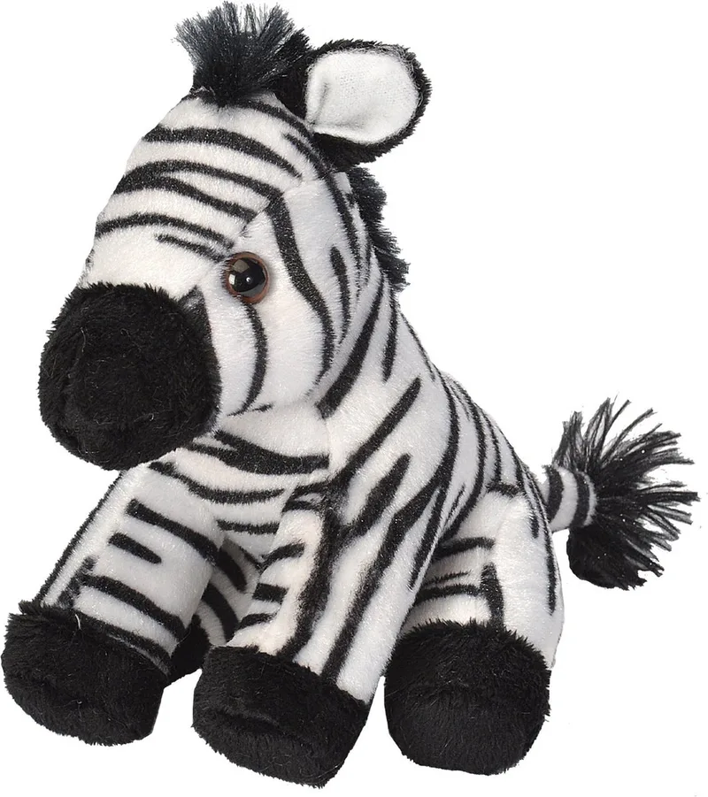 pluche knuffel Zebra - 13 cm - knuffeldier - Savanne dier van Wild Republic in Meerkleurig – productfoto