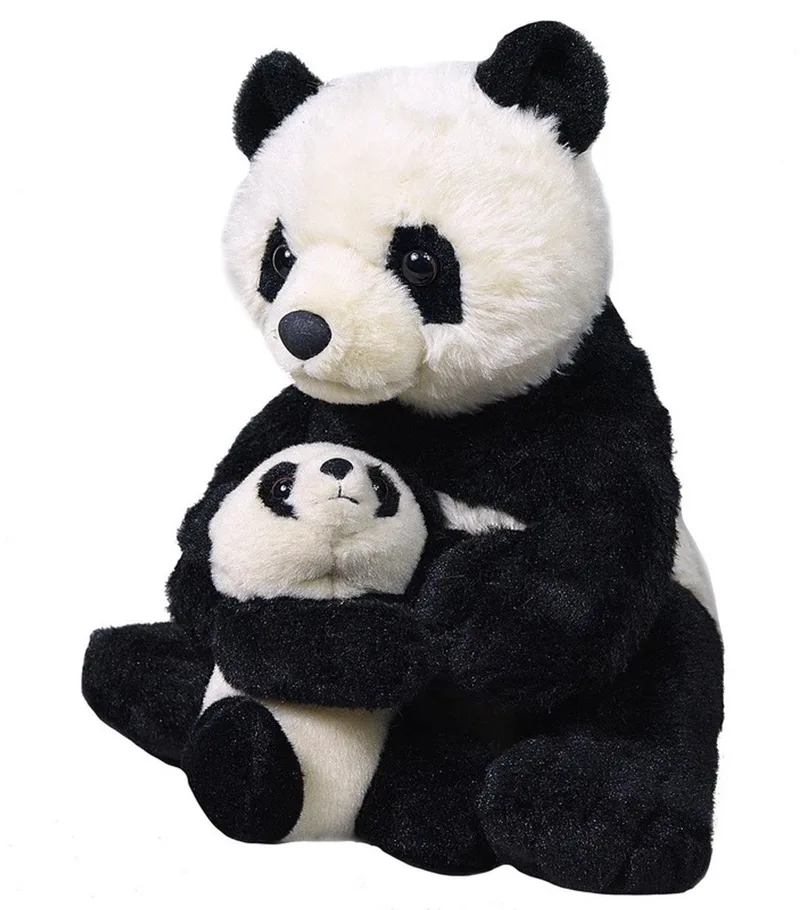 Pluche panda met jong knuffel - 38 cm - Kinder speelgoed by Wild Republic in Black – product photo