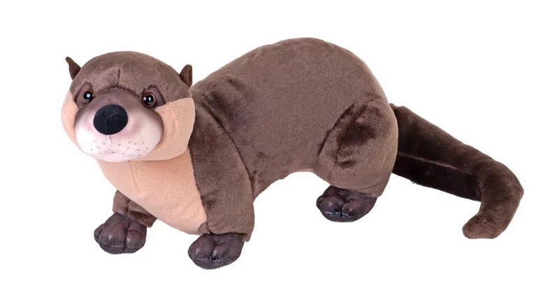 Rivierotter knuffel - 35 cm - waterdieren - pluche - Otter knuffeldieren van Wild Republic in Bruin – productfoto