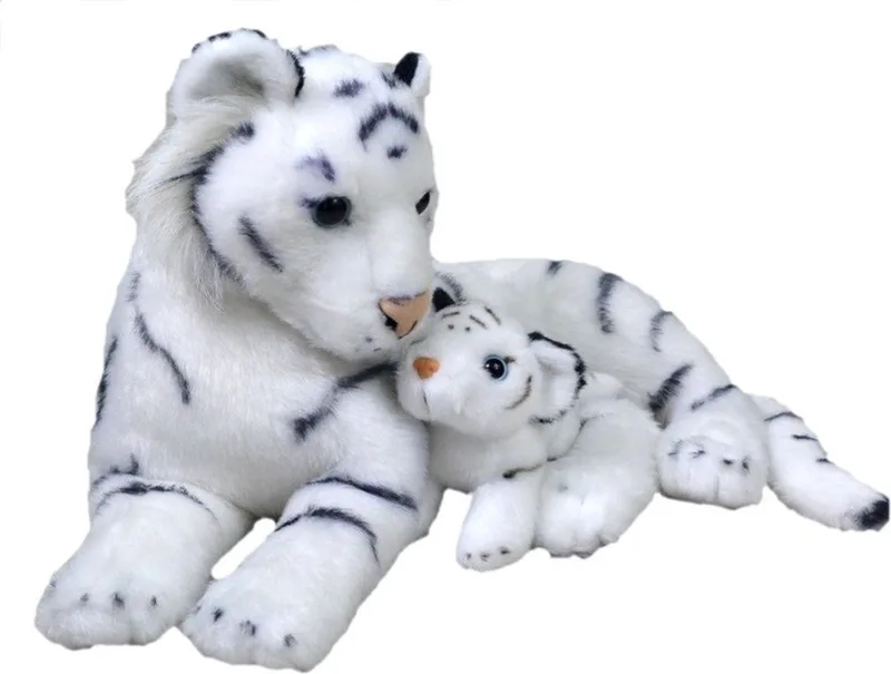 Tijger knuffel - met jong knuffel - 38 cm - knuffeldier van Wild Republic in Wit – productfoto
