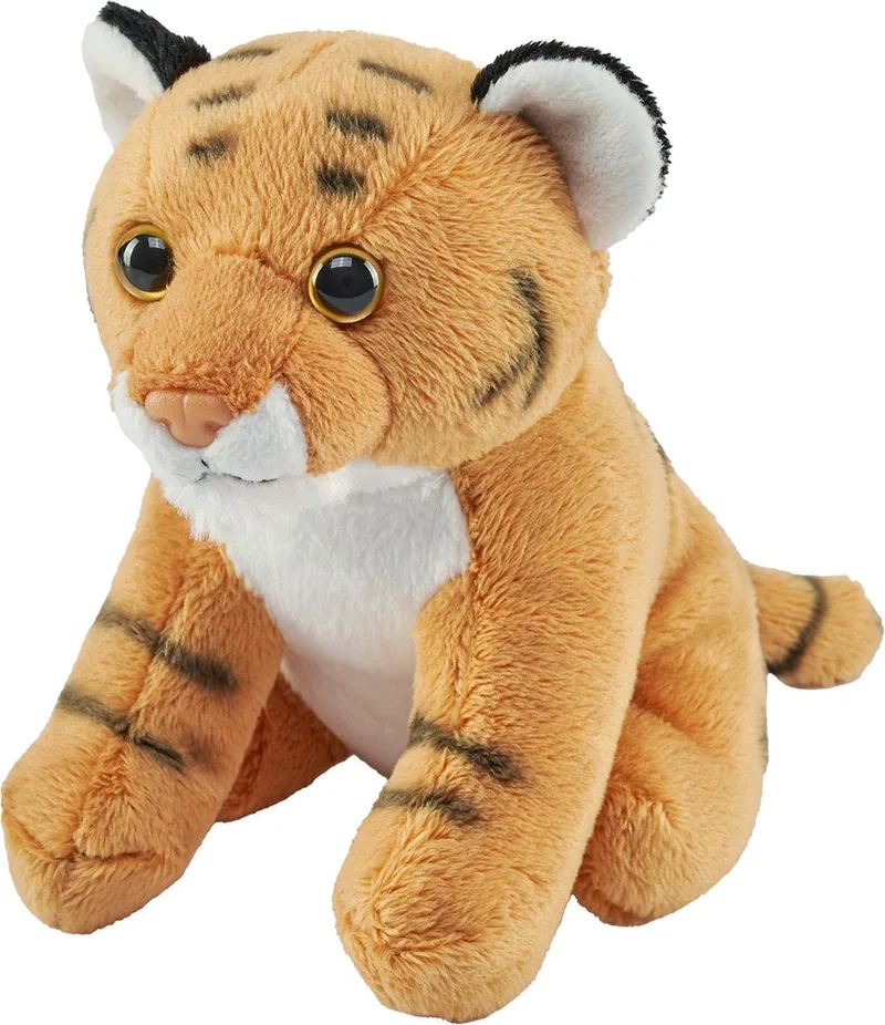 Tijger pluche knuffel 13 cm - zacht speelgoed - knuffeldier - cadeau van Wild Republic in Bruin – productfoto
