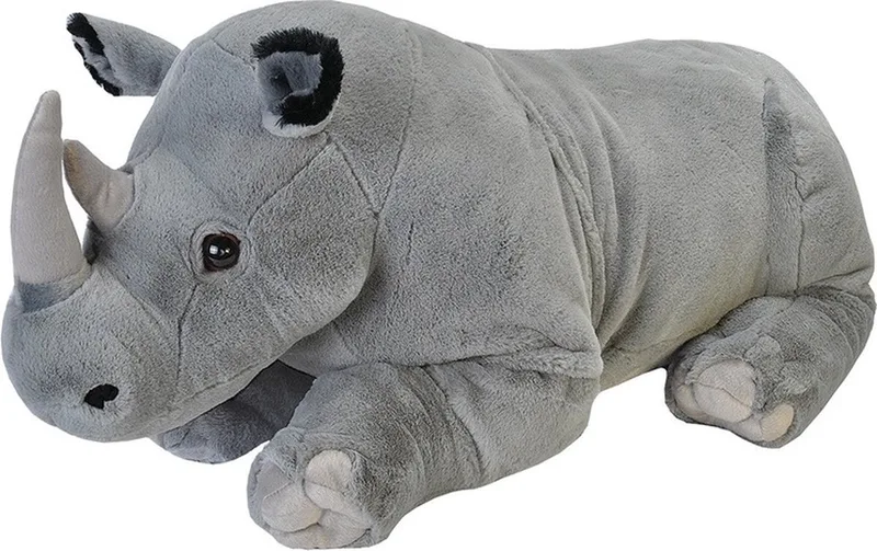 Wild Repblic Pluche - neushoorn knuffel dier - 76 cm - wilde dieren thema - wildernis fra Wild Republic i Grå – produktbillede