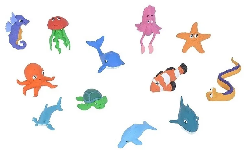 Zeedieren - 12x stuks - oceaan babydieren - speelfiguren från Wild Republic i Flerfärgad – produktbild