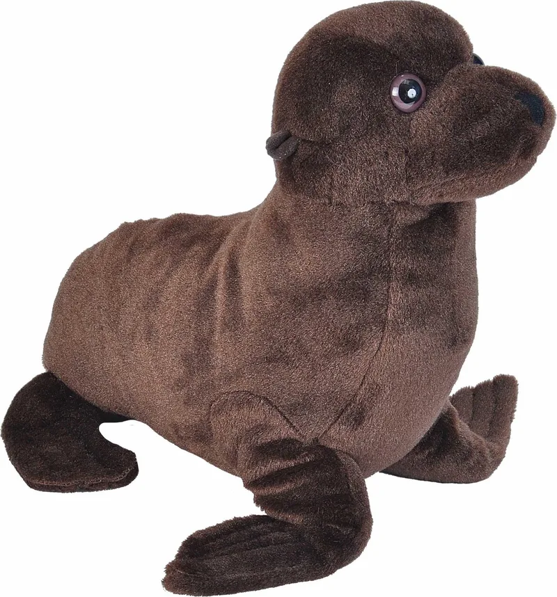 Zeeleeuw knuffel 35 cm - pluche - kraalogen - speelgoed van Wild Republic in Bruin – productfoto