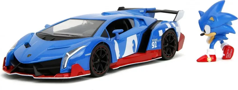Sonic the Hedgehog DieCast Model Car - Lamborghini Veneno de Jada Toys – photo du produit