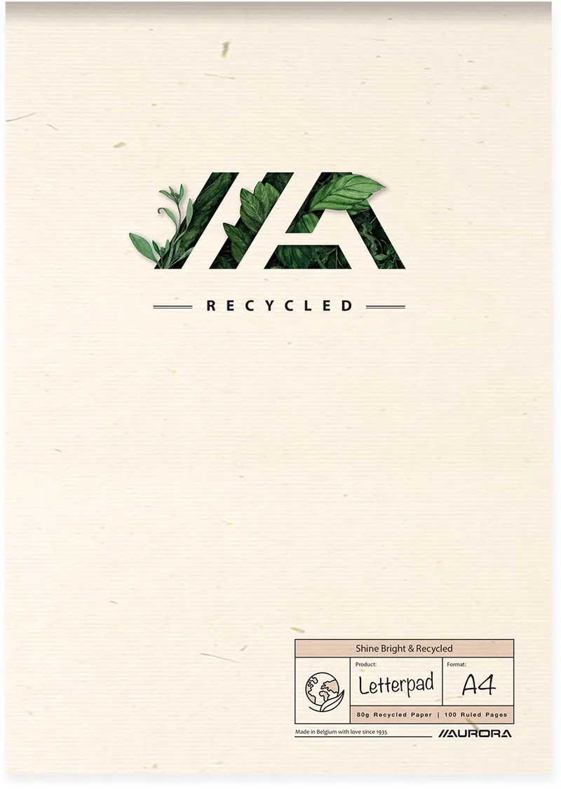 Shine Bright & Recycled schrijfblok, ft A4, gelijnd de Aurora – photo du produit