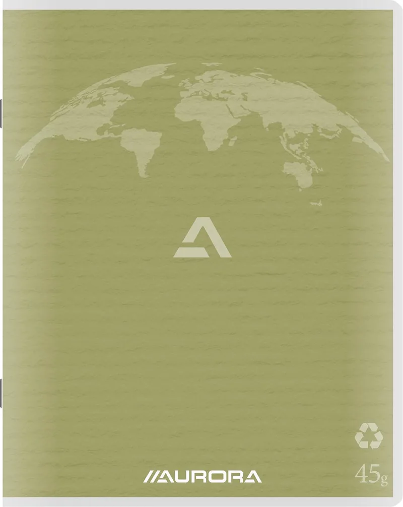 Writing 45 kladschrift uit gerycleerd papier, 96 bladzijden, gelijnd, mosgroen från Aurora – produktbild
