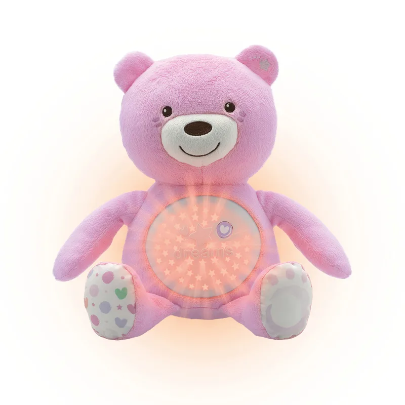 Kuscheltier Baby Bär mit Lichtprojektion von Chicco in Rosa, 340 × 180 × 110 mm – Produktfoto