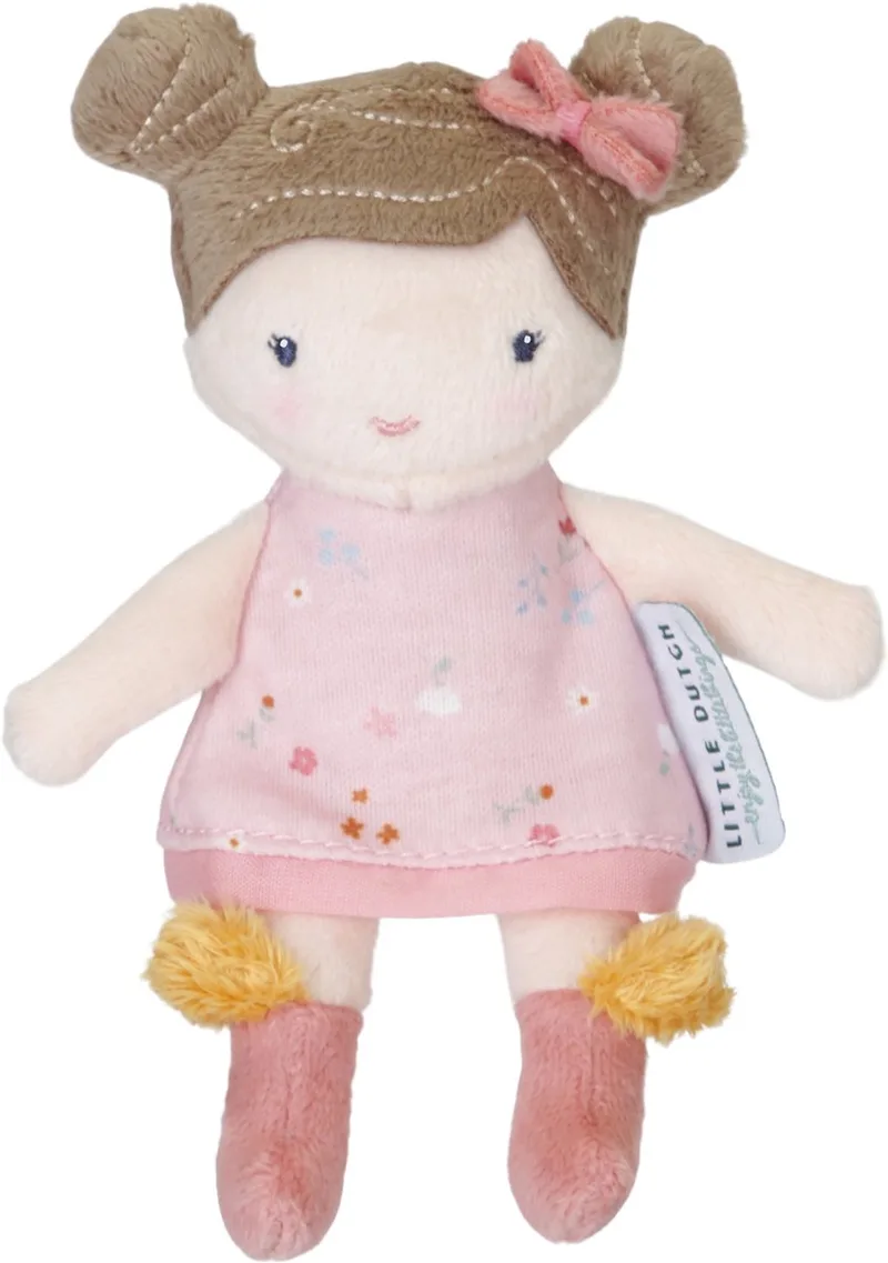 Little Pink Flowers Knuffelpop - Rosa - 10 cm fra Little Dutch i Roze Jurk – produktbillede
