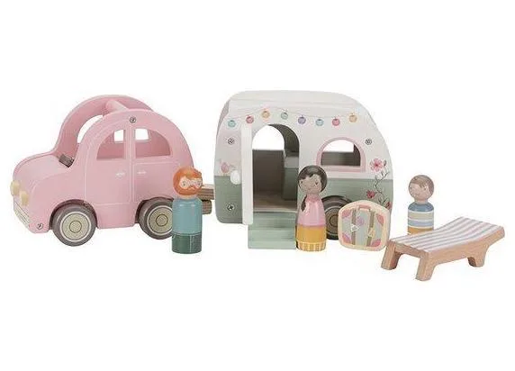 Spielzeugauto mit Wohnwagen FSC Baby- und Kleinkindspielzeug Badespielzeug Holzspielzeug von Little Dutch – Produktfoto