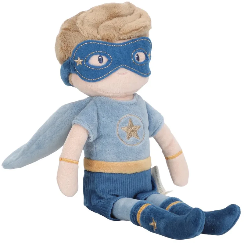 Superhero Knuffelpop Jim - 35 cm von Little Dutch in Blau – Produktfoto