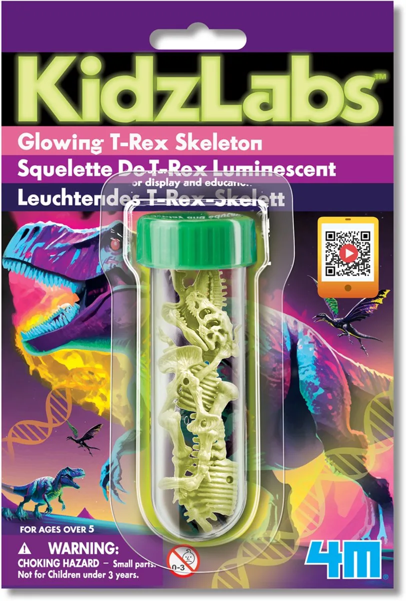 Glow in the Dark Dino - T-Rex Skelet - Wetenschap en Spel - Modelbouw - KidzLabs - 5+ von 4M in Mehrfarbig – Produktfoto