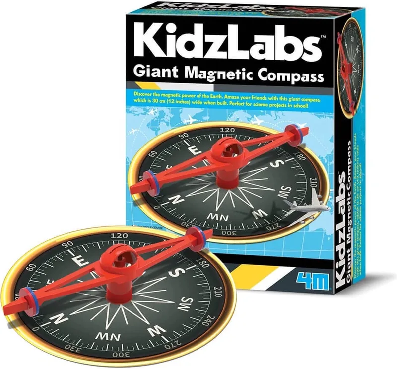 Kidzlabs: GIGANT MAGNETISCH KOMPAS 30cm, met gedetailleerde instructies, in doos 17x22x6cm, 5+ van 4M in Meerkleurig – productfoto 1 van 3