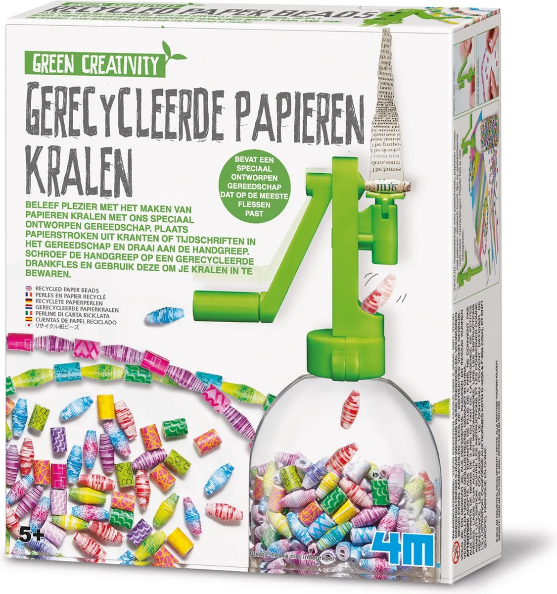 Knutselen - Creëer Zelf Papieren Kralenkettingen - Hobbypakket - Green Creativity - 5 Jaar de 4M en Multicolore – photo du produit