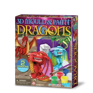 Knutselen - Giet En Verf - 3D Draken - 2 Stuks - Creatief Speelgoed - 5 Jaar van 4M in Meerkleurig – productfoto 2 van 3