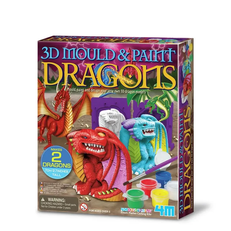 Knutselen - Giet En Verf - 3D Draken - 2 Stuks - Creatief Speelgoed - 5 Jaar van 4M in Meerkleurig – productfoto 2 van 3