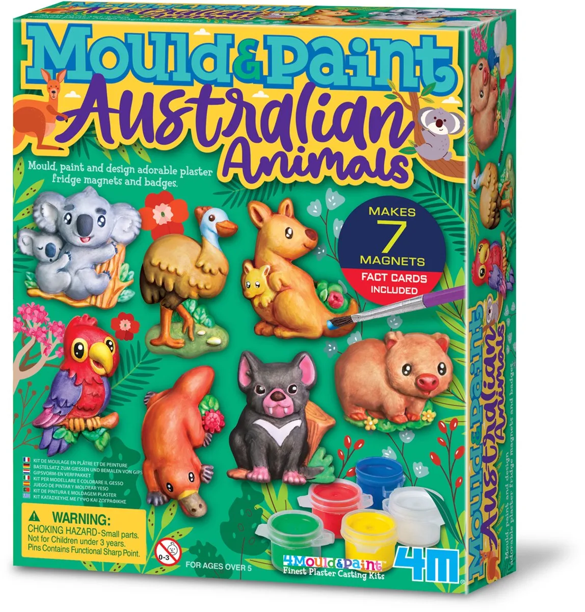 Knutselen - Giet En Verf - Australische Dieren - 7 Magneten - Creatief Speelgoed - 5 Jaar de 4M en Multicolore – photo du produit