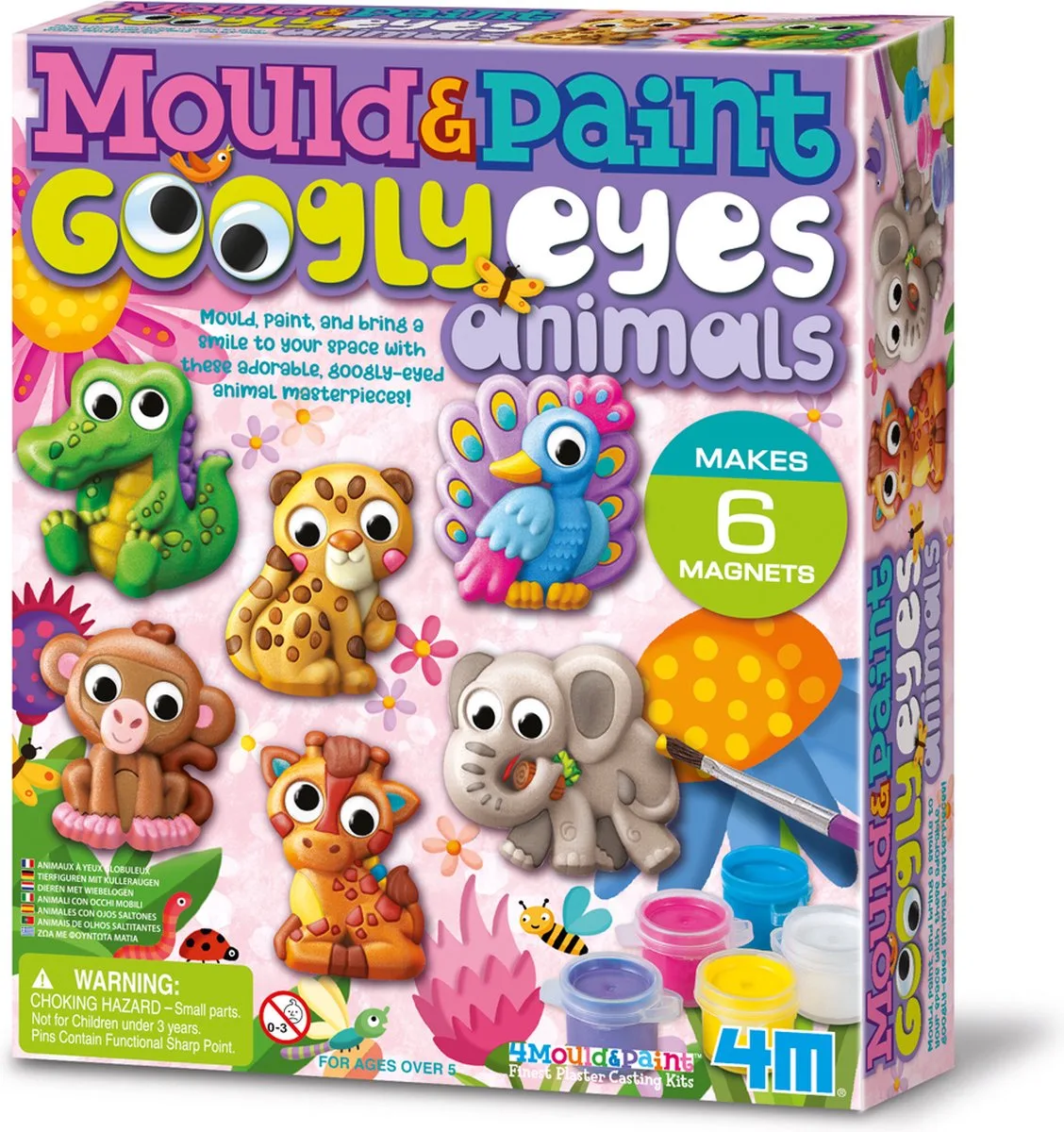 Knutselen - Giet En Verf - Dieren Met Wiebeloogjes - 6 Sjablonen - Creatief Speelgoed - 5 Jaar de 4M en Multicolore – photo du produit