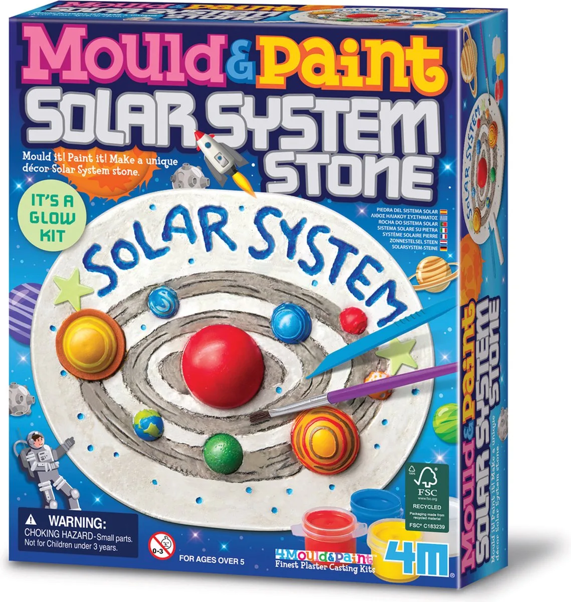 Knutselen - Giet En Verf - Zonnestelsel Steen - Creatief Speelgoed - Hobbypakket - 5 Jaar de 4M en Multicolore – photo du produit