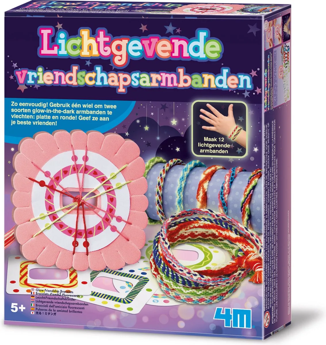Knutselen - Lichtgevende Vriendschaparmbanden - 12 Stuks - Hobbypakket - 5 Jaar de 4M en Multicolore – photo du produit