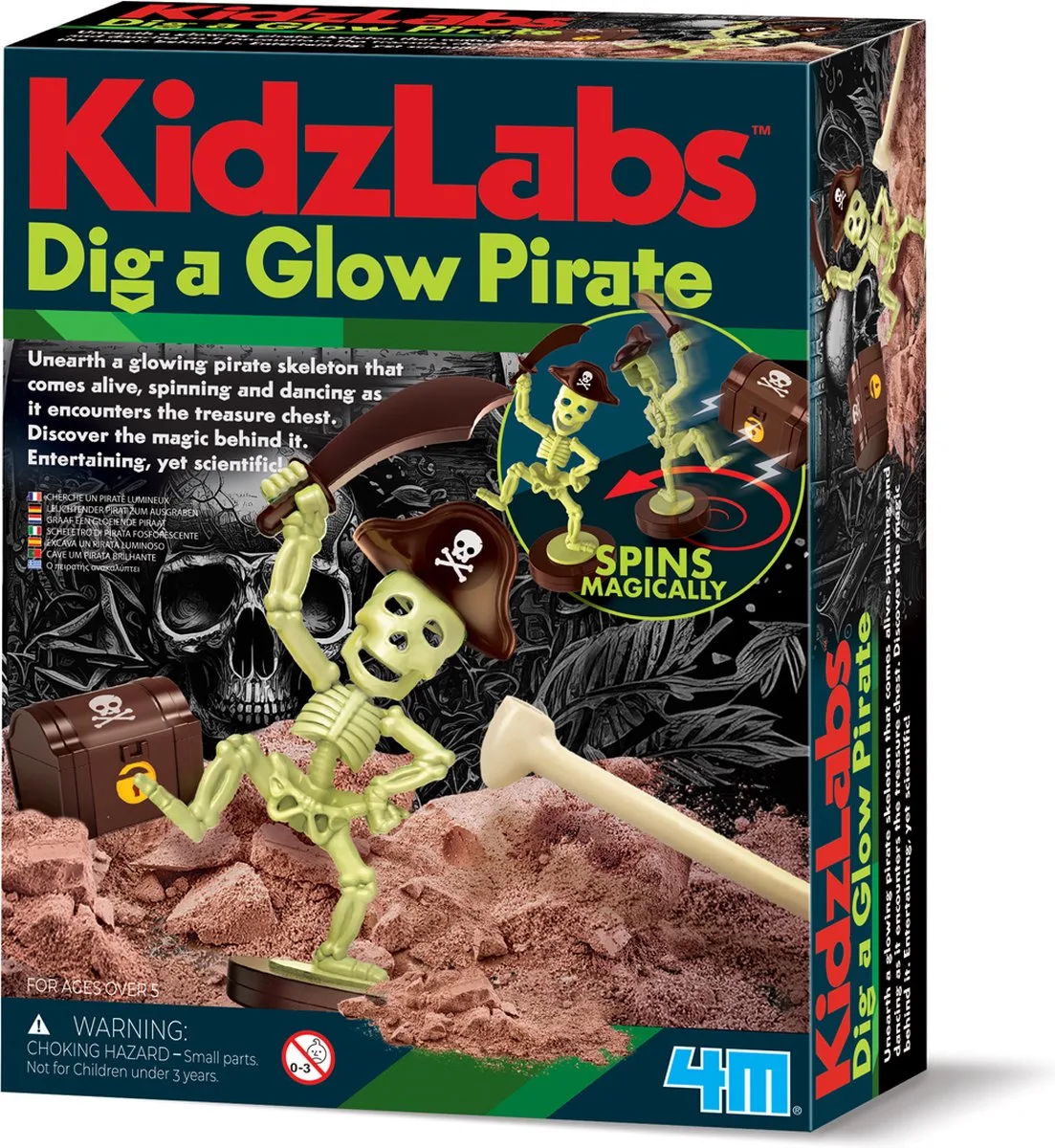 Opgraafkit Glow In The Dark - Dansende Piraat Met Schatkist - Wetenschap En Spel - KidzLabs - 5 Jaar von 4M in Mehrfarbig – Produktfoto