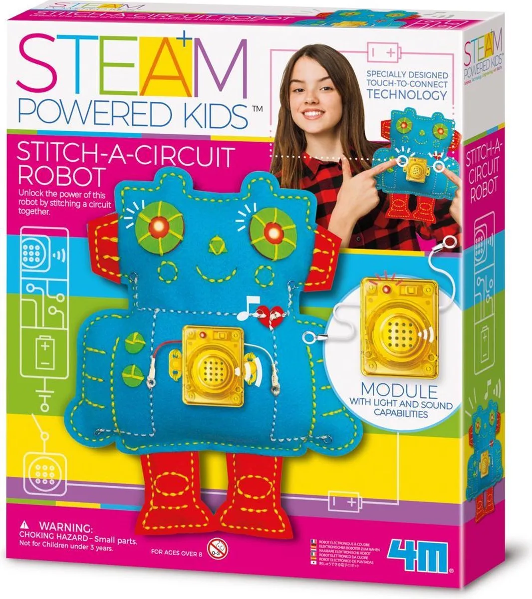 STEAM: POWERED KIDS/NAAI EEN CIRCUIT-ROBOT, vereist 2x1.5V AG13/LR44 (knoopcelbatterijen) (incl.), gedetailleerde instructies inbegrepen, doos23.5x27.5x5.5cm, 8+ von 4M in Mehrfarbig – Produktfoto