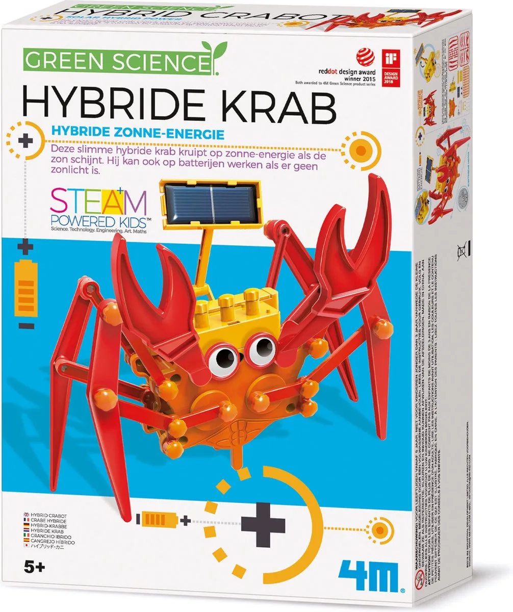 Wetenschap En Spel - Bouw Je Eigen Hybride Krab Robot - KidzLabs - Green Science - 5 Jaar von 4M in Mehrfarbig – Produktfoto