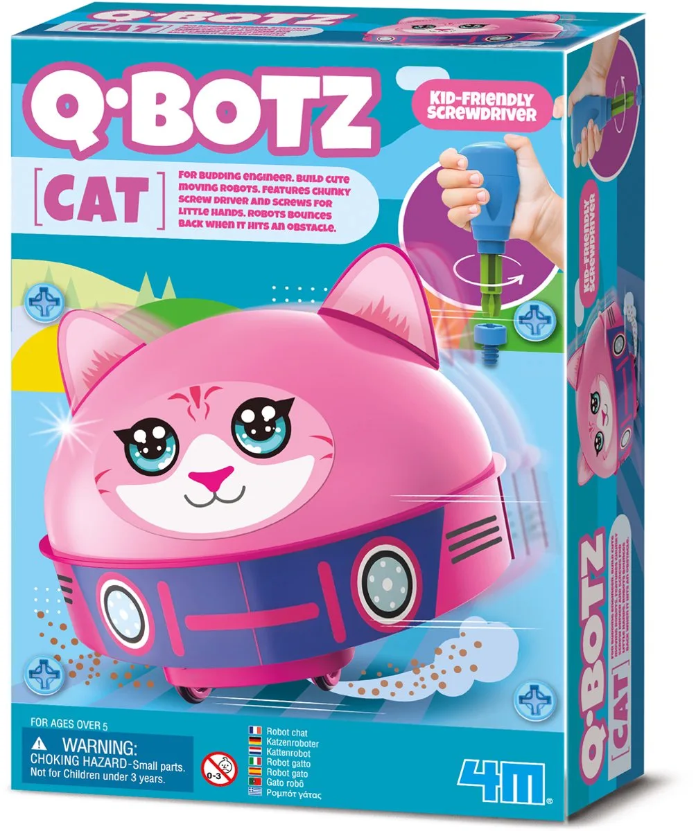 Wetenschap En Spel - Bouw Je Eigen Kat Robot - Bouwpakket - Kidzrobotix - Q.Botz - 5 Jaar fra 4M i Flerfarvet – produktbillede