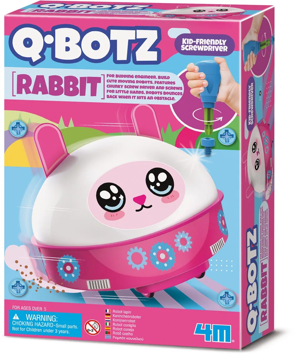 Wetenschap En Spel - Bouw Je Eigen Konijn Robot - Bouwpakket - Kidzrobotix - Q.Botz - 5 Jaar by 4M in Multicolour – product photo