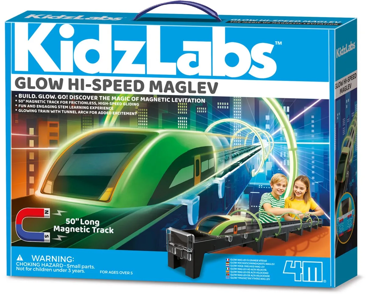 Wetenschap En Spel - Glow Hogesnelheidstrein - Magnetisch Speelgoed - Bouwpakket - KidzLabs - 5 Jaar de 4M en Multicolore – photo du produit