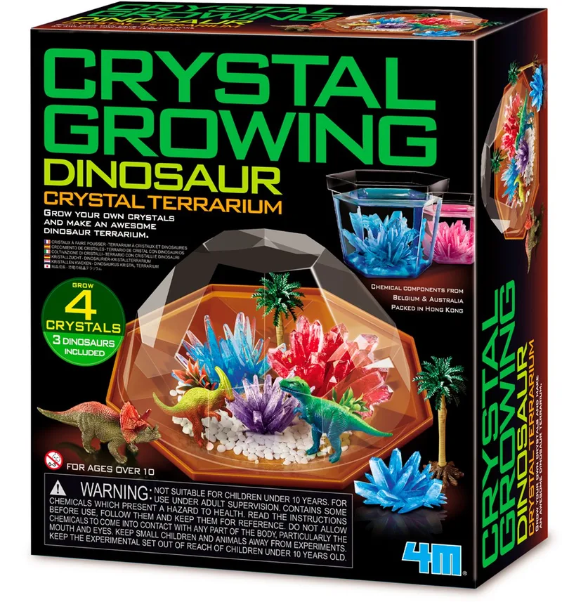 Wetenschap En Spel - Groei Kristallen - Dino Terrarium - 4 X Kristal 3 X Dinosaurus - 10 Jaar van 4M in Meerkleurig – productfoto 1 van 3