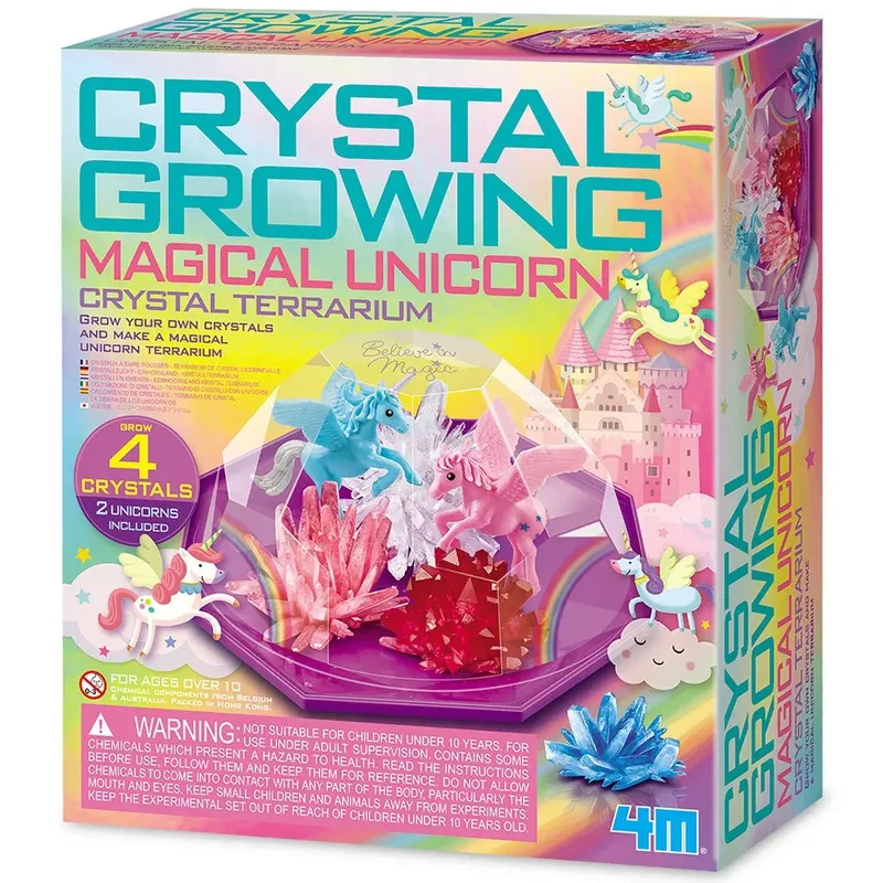 Wetenschap En Spel - Groei Kristallen - Eenhoorn Terrarium - 4 X Kristal 2 X Unicorn - 10 Jaar van 4M in Meerkleurig – productfoto 4 van 5