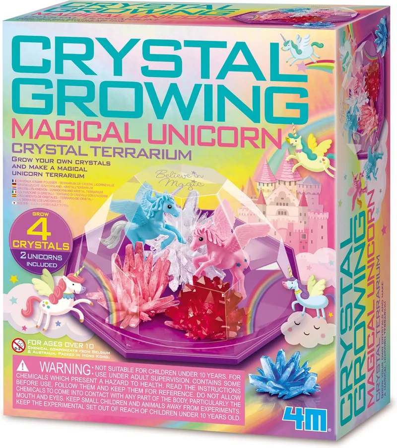 Wetenschap En Spel - Groei Kristallen - Eenhoorn Terrarium - 4 X Kristal 2 X Unicorn - 10 Jaar van 4M in Meerkleurig – productfoto 1 van 5