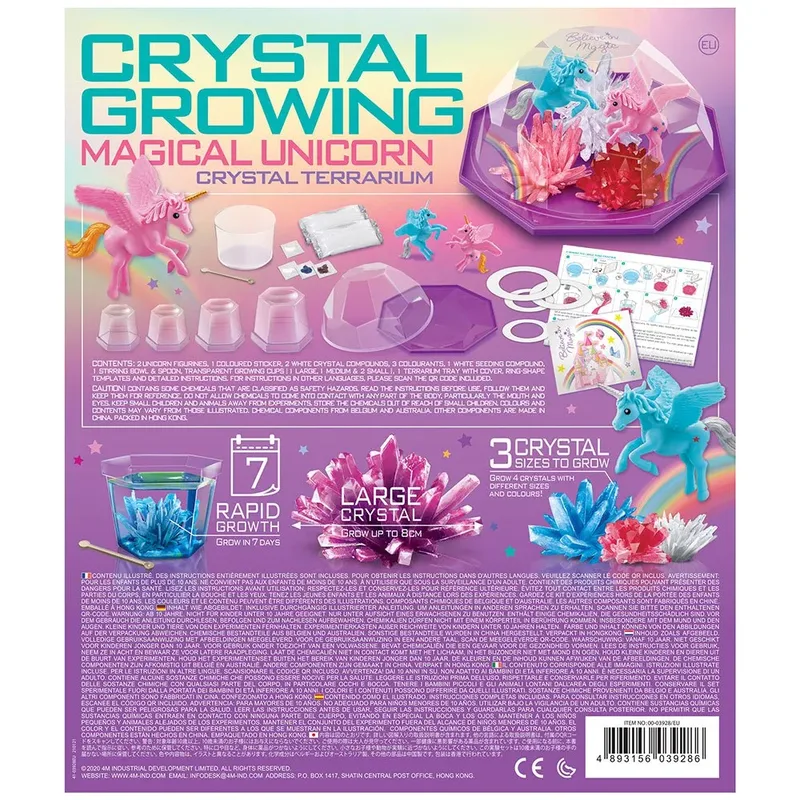 Wetenschap En Spel - Groei Kristallen - Eenhoorn Terrarium - 4 X Kristal 2 X Unicorn - 10 Jaar van 4M in Meerkleurig – productfoto 5 van 5