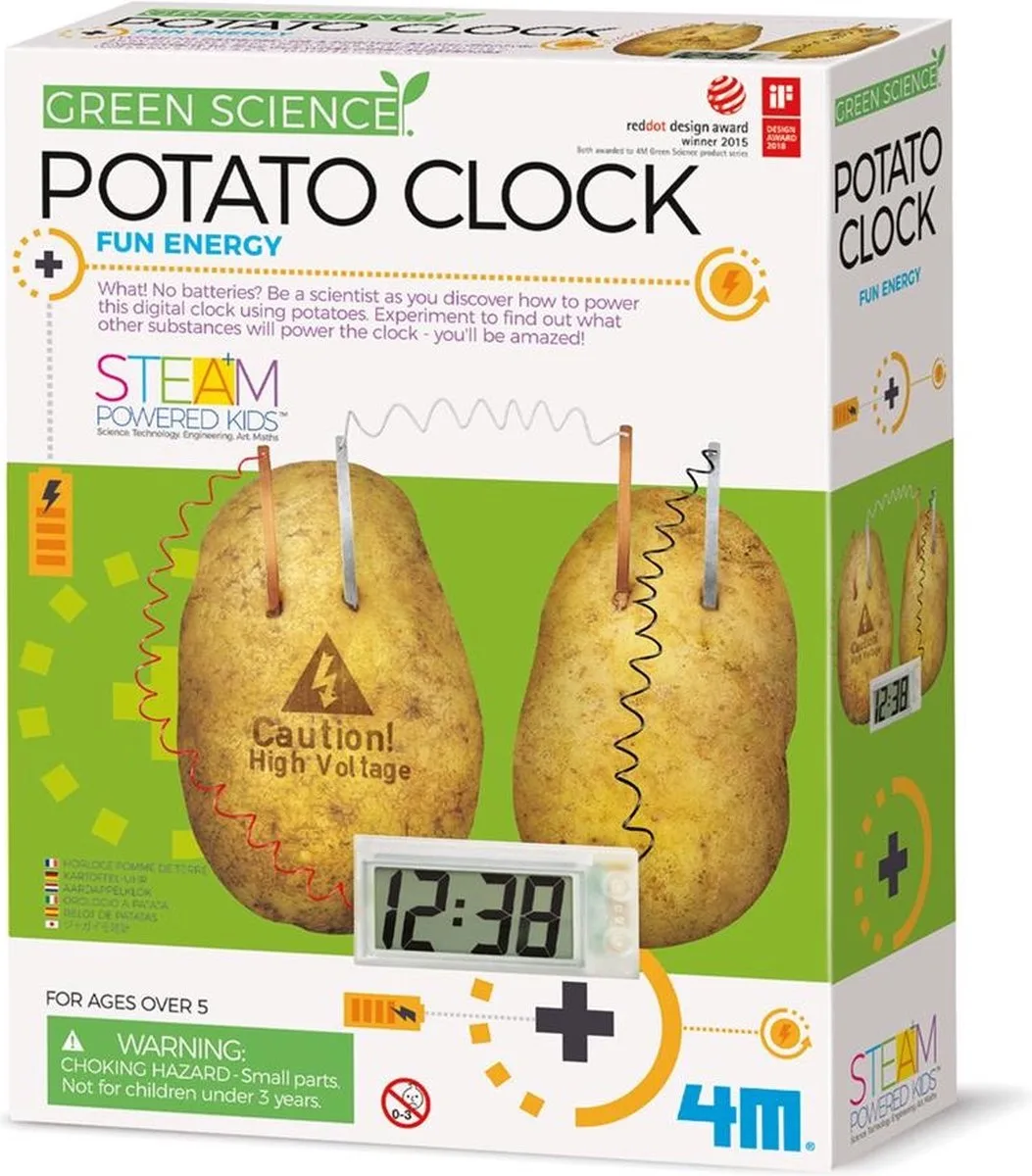 Wetenschap En Spel - Maak Je Eigen Aardappelklok - Bouwpakket - KidzLabs - Green Science - 5 Jaar by 4M in Multicolour – product photo