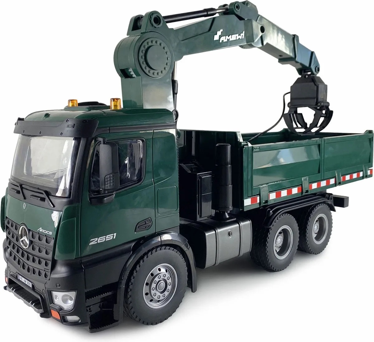 Amewi 22568 Arocs Kranwagen 1:14 Elektro RC truck RTR Incl. accu en laadkabel, Met geluidsfunctie, Met lichteffect de Amewi en Kleurloos – photo du produit