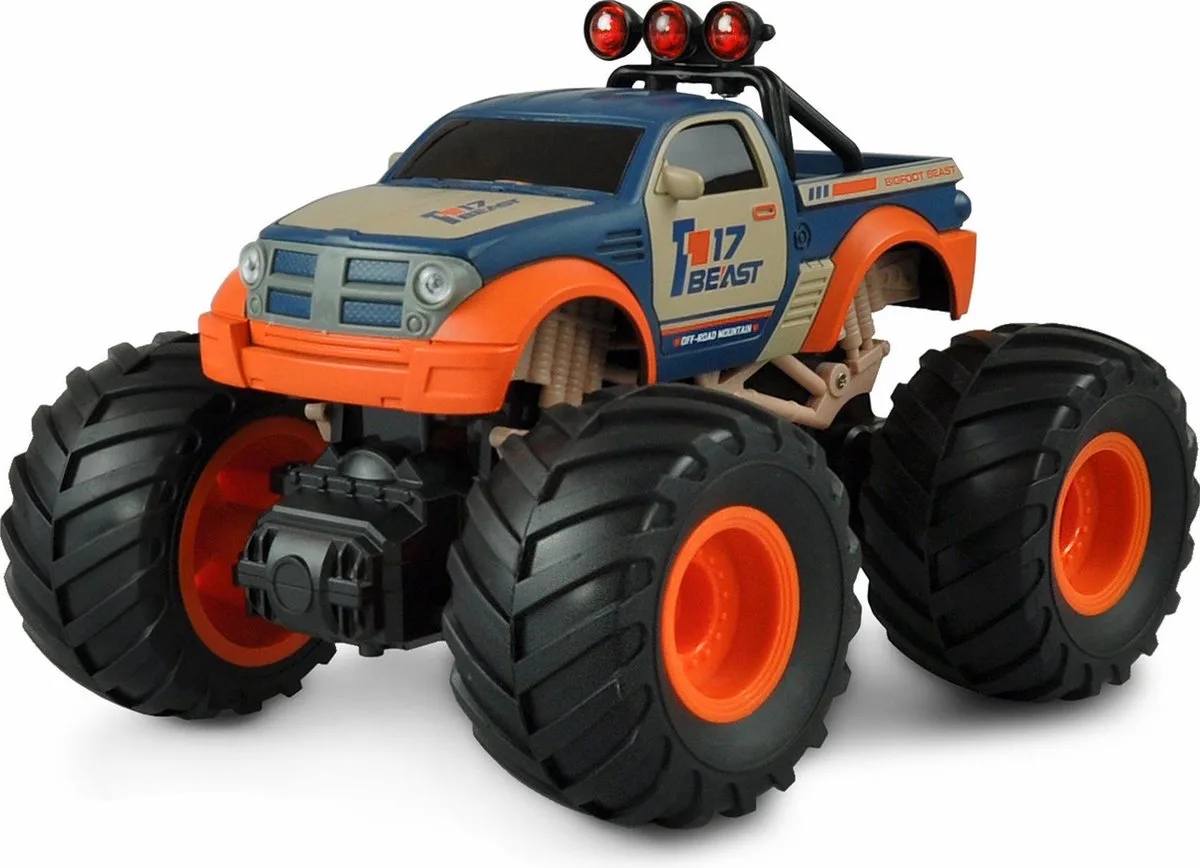 Oranje, Blauw Brushed 1:18 RC auto Elektro Monstertruck Achterwielaandrijving RTR 2,4 GHz von Amewi in Orange, Blau – Produktfoto