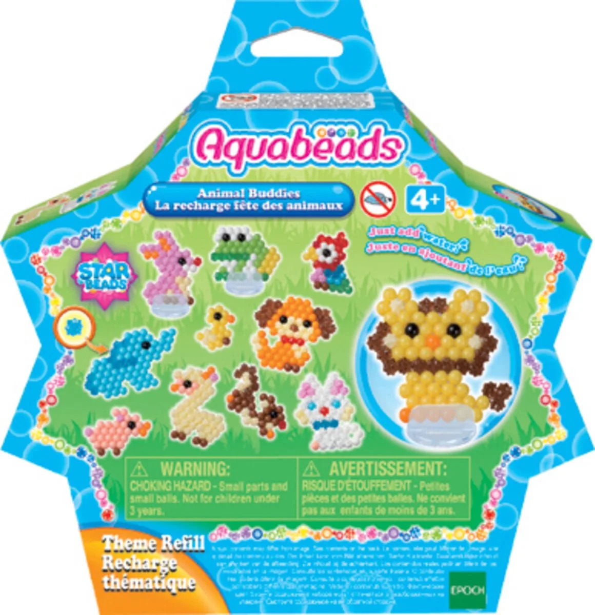 Aquabeads 31915 Thema navulling dierenvrienden 600 parels in 15 kleuren- met 3 handige standaards van Aquabeads in Meerkleurig – productfoto