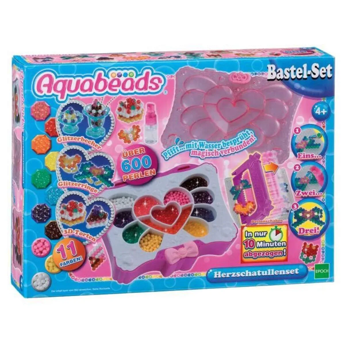 Herz- Schatullenset, Bastel Set, 6,7 x 32,5 x 24 cm von Aquabeads – Produktfoto