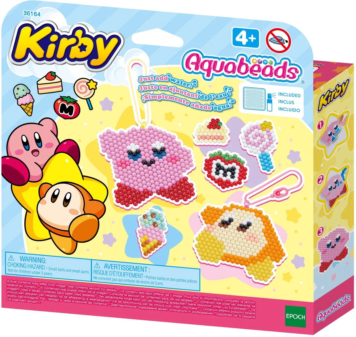 Kirby sleutelhangerset- 700 parels die met water plakken- knutselset van Aquabeads in Meerkleurig – productfoto