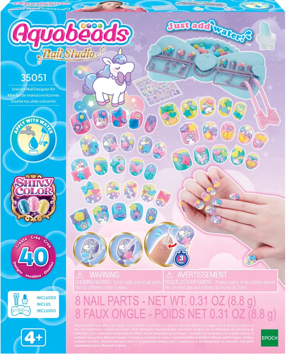 Nagelstudio Eenhoorn - Manicure set voor kinderen - vanaf 4 jaar van Aquabeads in Meerkleurig – productfoto