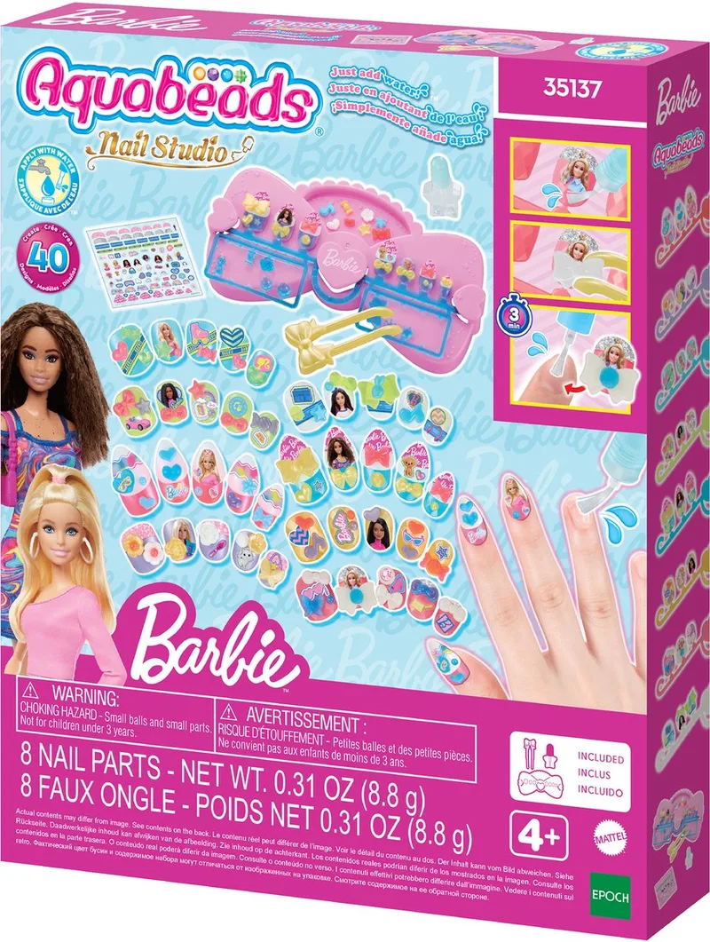 Nail studio Barbie Designer Kit- met herbruikbare nagels- zonder nageldroger- veilig voor kinderen- alleen water nodig von Aquabeads in Mehrfarbig – Produktfoto 1 von 5