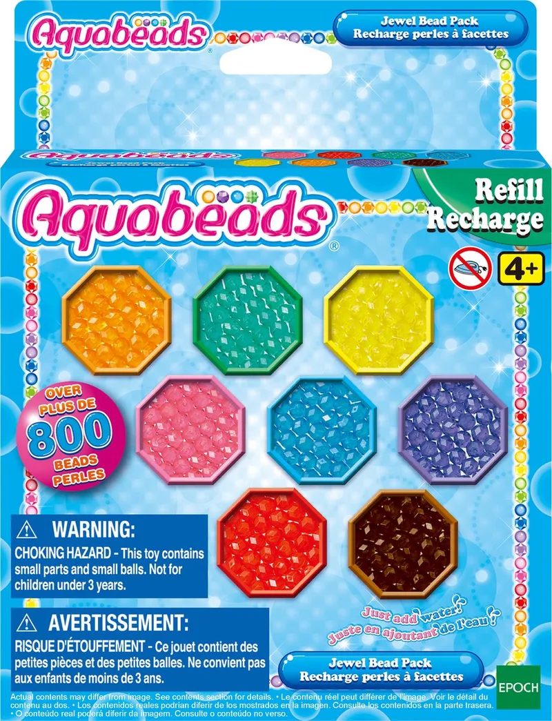 navulling juweelparelpakket - 800 juweel parels in 8 kleuren från Aquabeads i Flerfärgad – produktbild 1 av 3