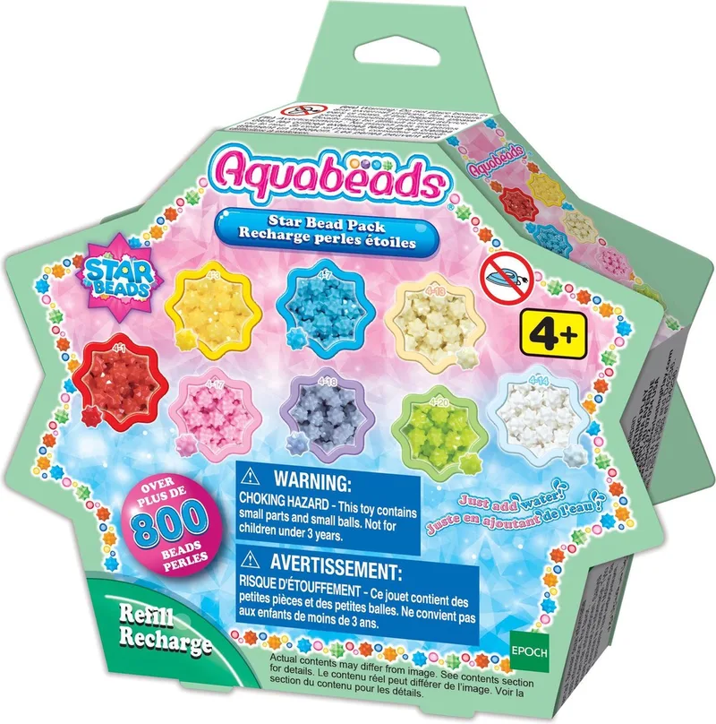 navulling sterrenparels - 800 parels in 8 kleuren by Aquabeads in Multicolour – product photo