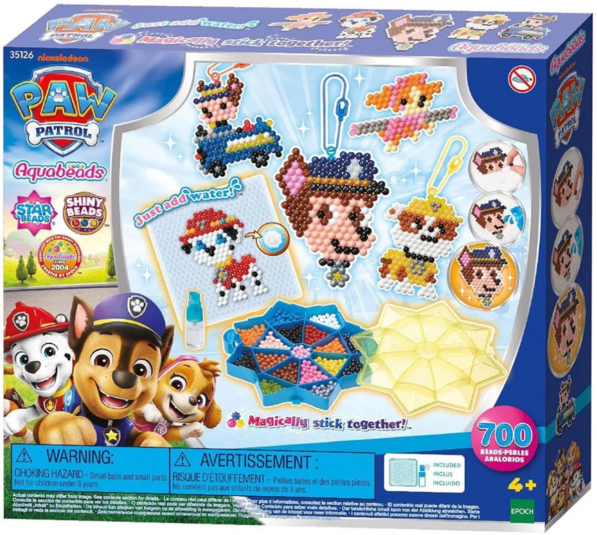 Paw Patrol Mega knutsel set- parels die met water plakken van Aquabeads in Meerkleurig – productfoto