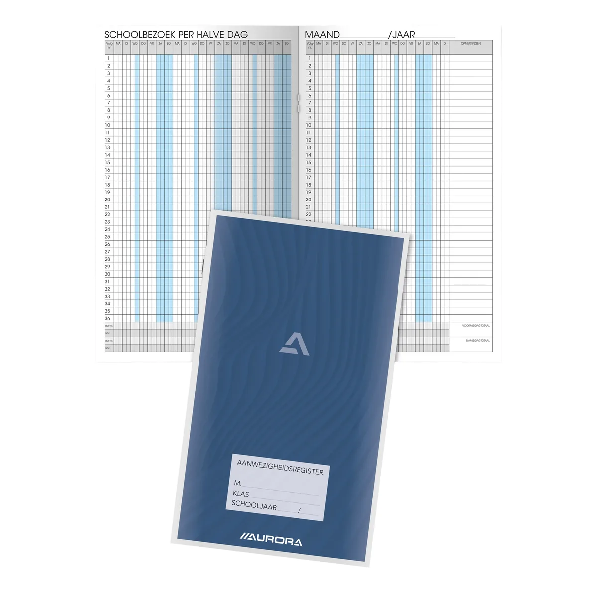 Aanwezigheidsreg aurora 155x260mm ned 56pag | 25 stuks van Aurora – productfoto