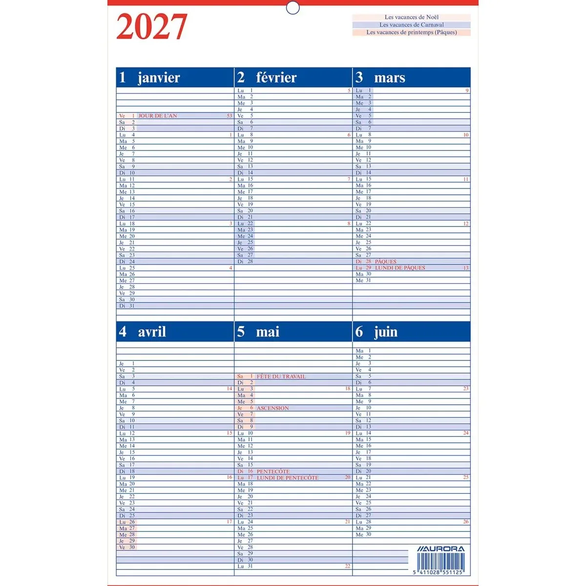 Memento 10 Franstalig 2027 von Aurora – Produktfoto